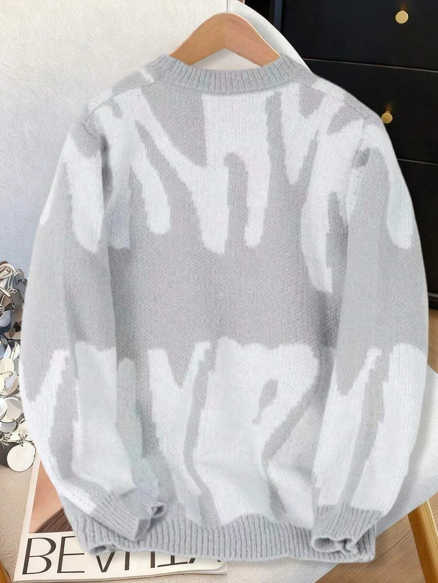 Knitted Ladies Sweater with Print