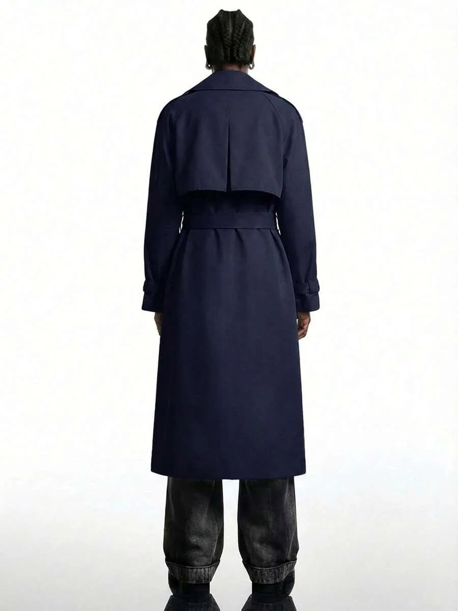 Long Trench Coat for Women with Belt