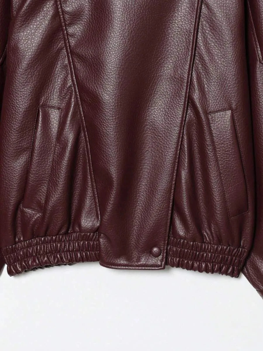 Leather Jacket for Women with Asymmetrical Closure