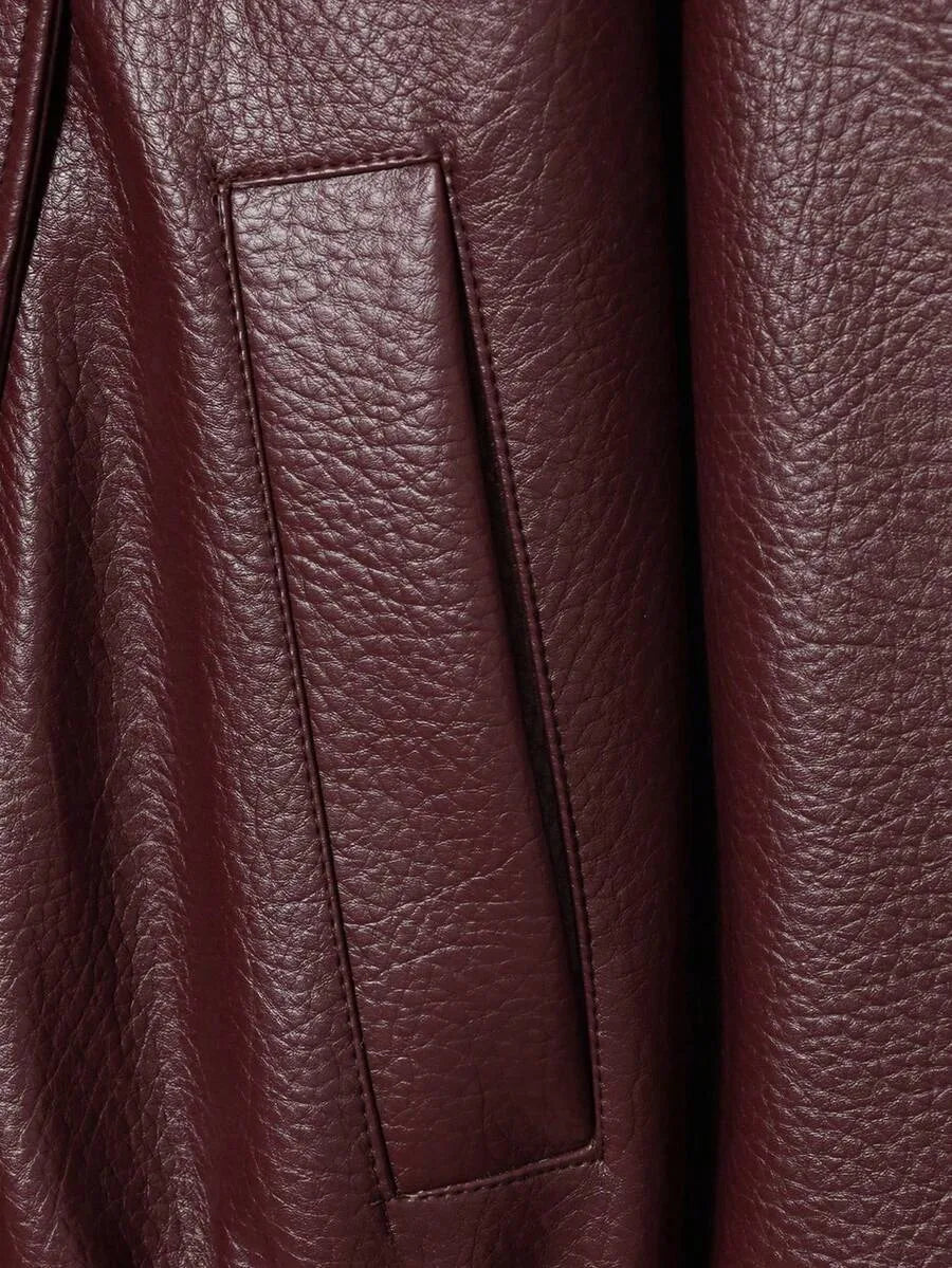 Leather Jacket for Women with Asymmetrical Closure