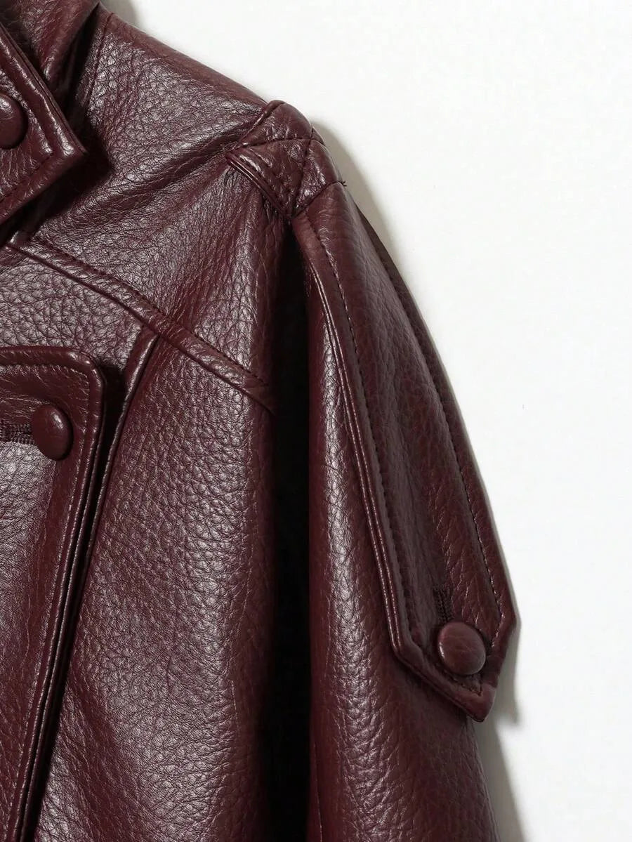 Leather Jacket for Women with Asymmetrical Closure