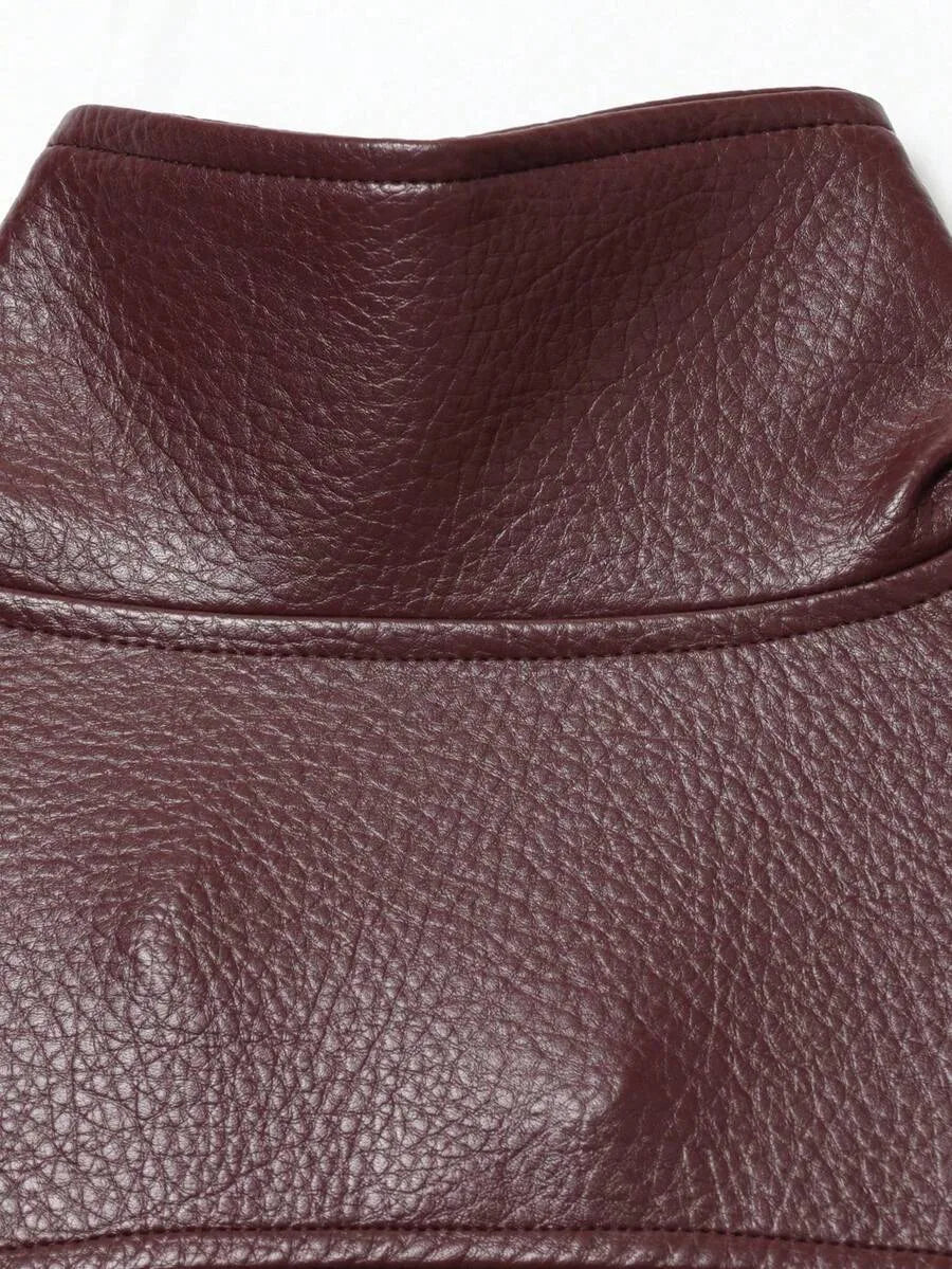 Leather Jacket for Women with Asymmetrical Closure
