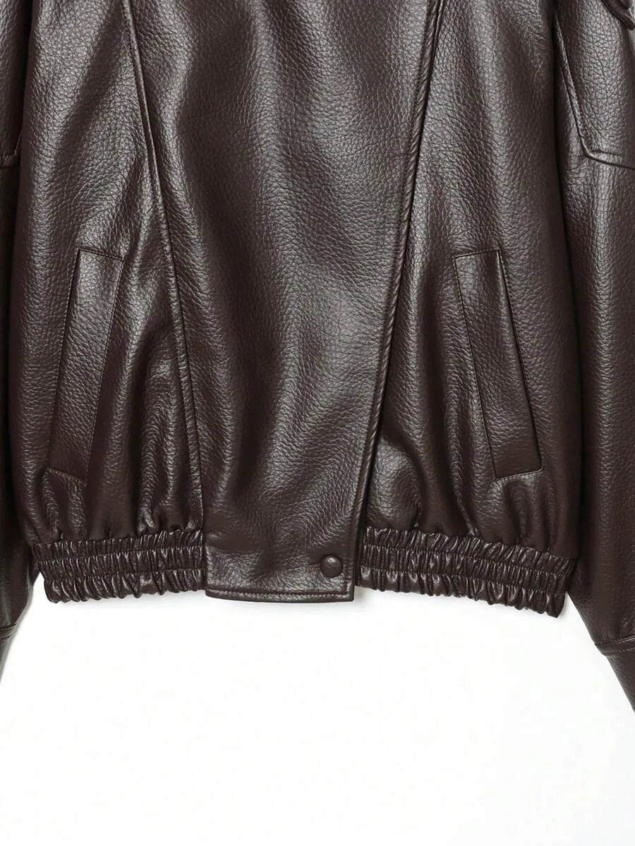 Leather Jacket for Women with Asymmetrical Closure