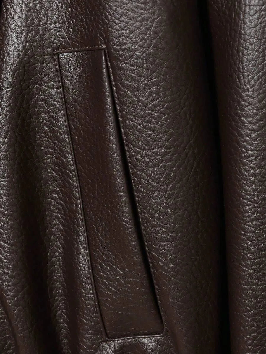 Leather Jacket for Women with Asymmetrical Closure