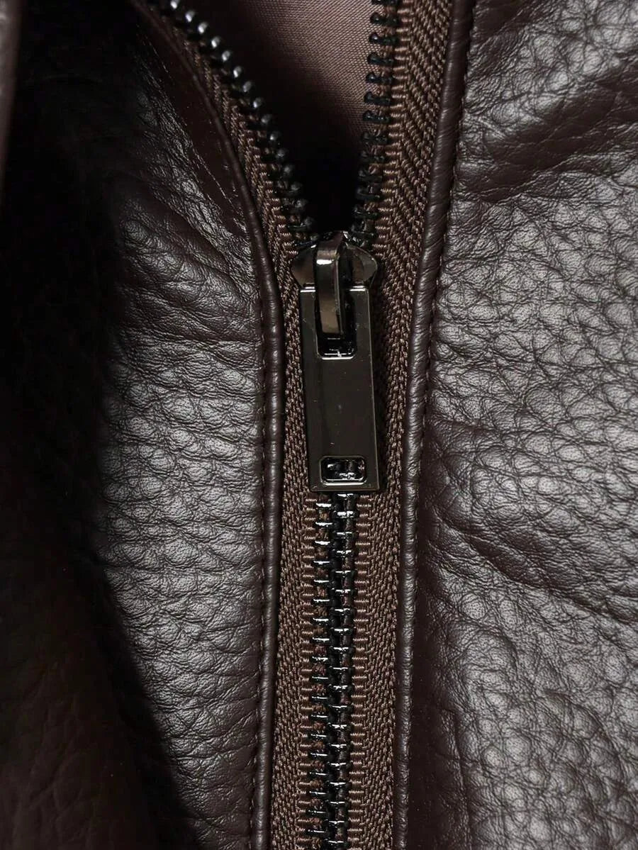 Leather Jacket for Women with Asymmetrical Closure
