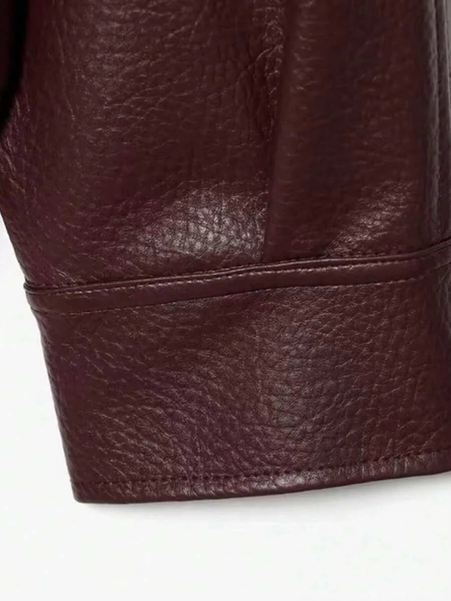 Leather Jacket for Women with Asymmetrical Closure