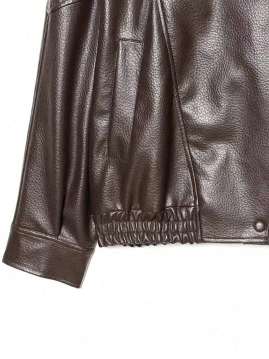 Leather Jacket for Women with Asymmetrical Closure