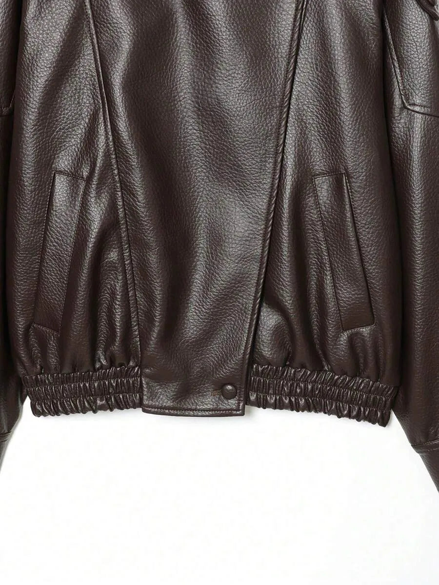 Leather Jacket for Women with Asymmetrical Closure