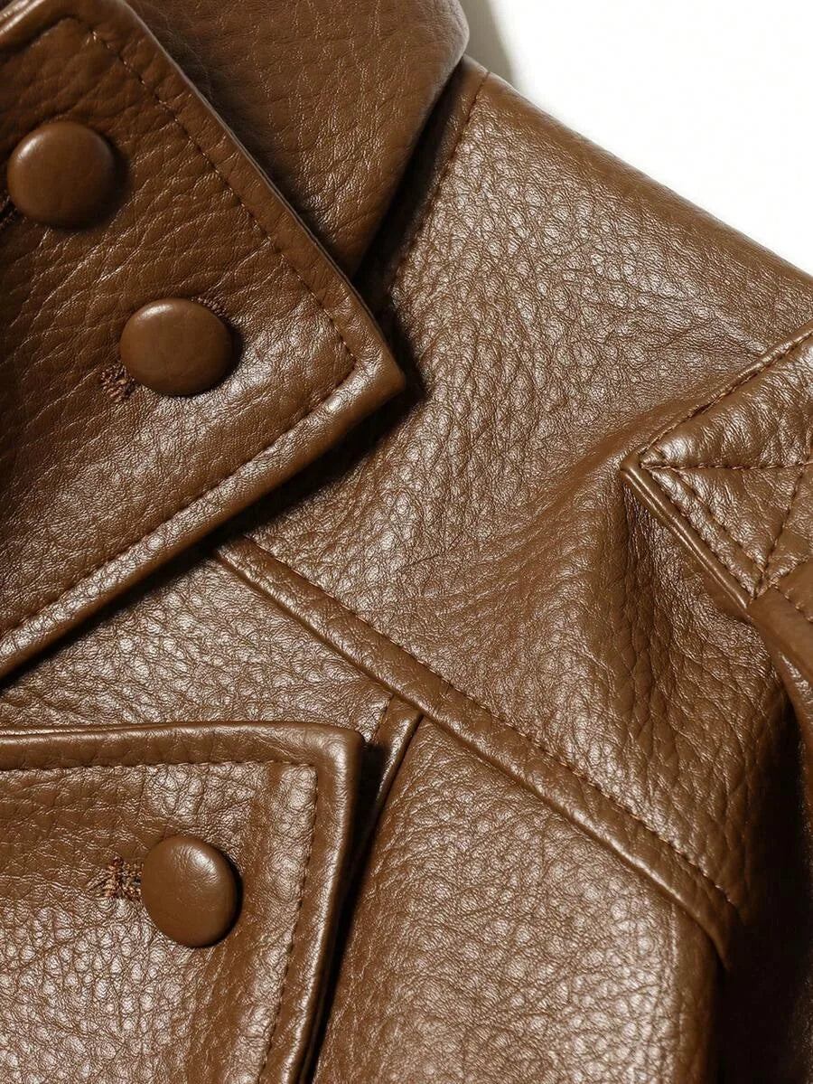 Leather Jacket for Women with Asymmetrical Closure
