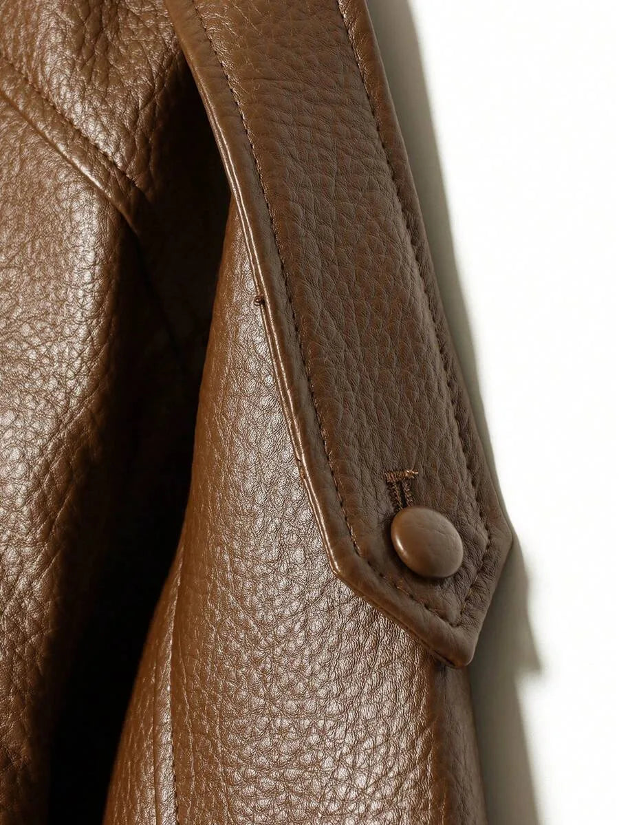 Leather Jacket for Women with Asymmetrical Closure