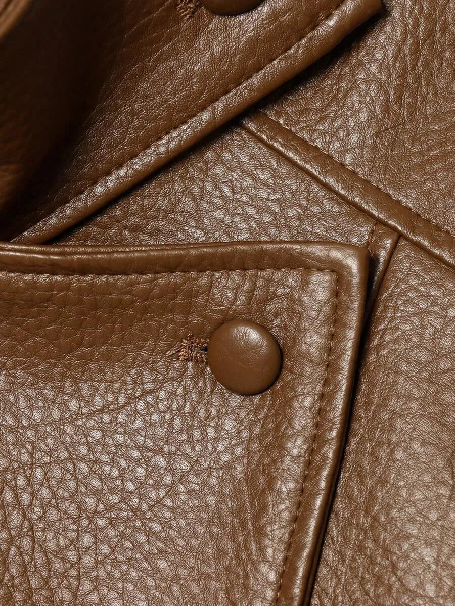 Leather Jacket for Women with Asymmetrical Closure