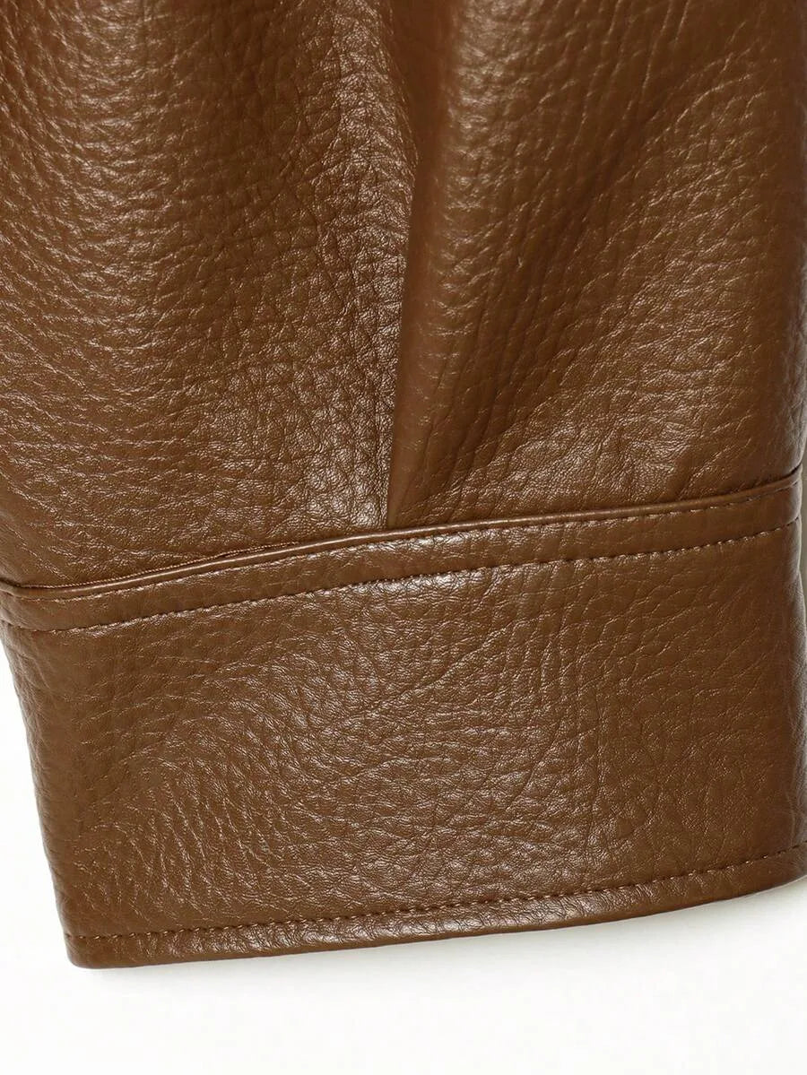 Leather Jacket for Women with Asymmetrical Closure
