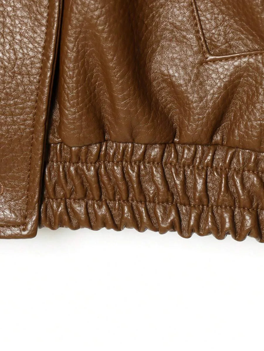 Leather Jacket for Women with Asymmetrical Closure
