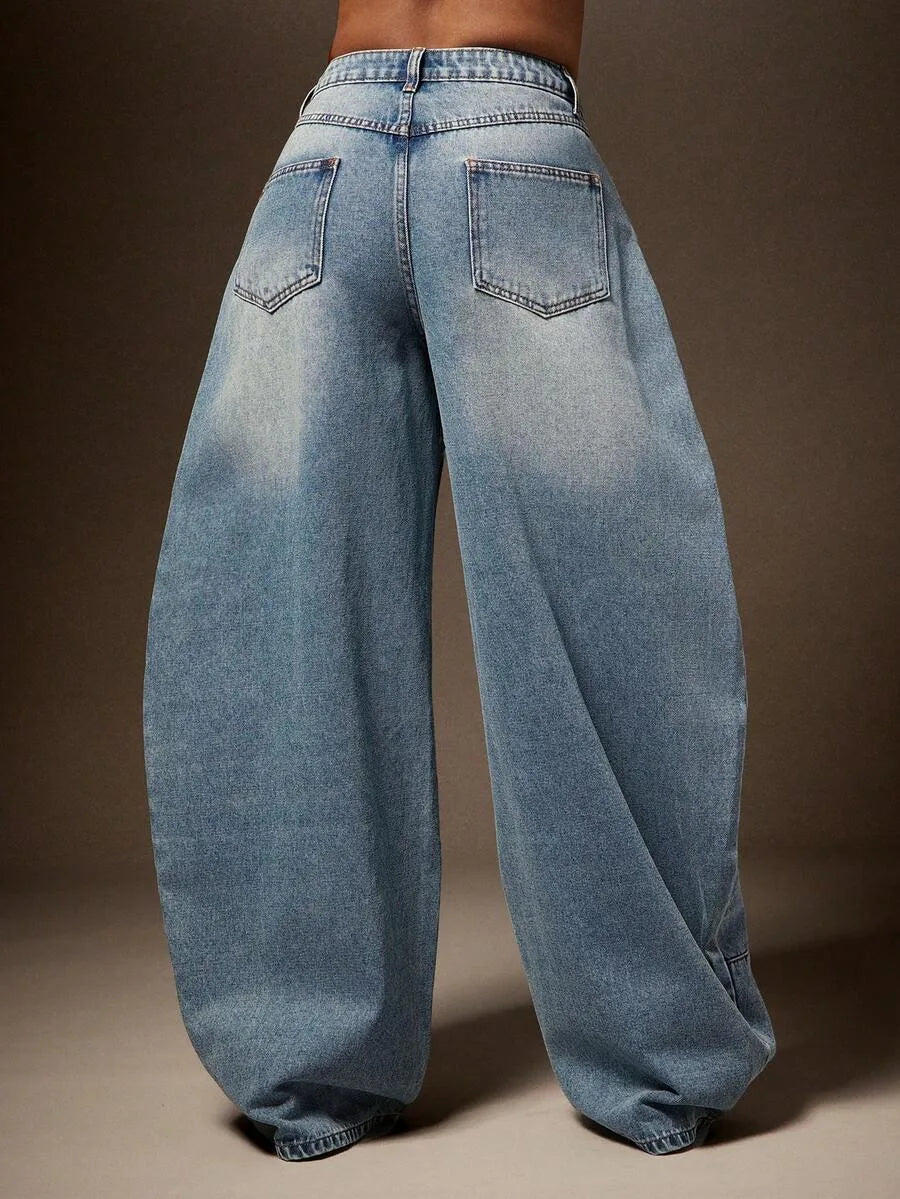 Baggy Jeans for Women with Asymmetrical Waist