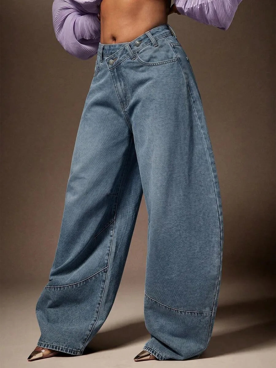 Baggy Jeans for Women with Asymmetrical Waist