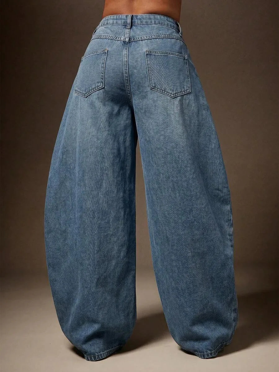 Baggy Jeans for Women with Asymmetrical Waist