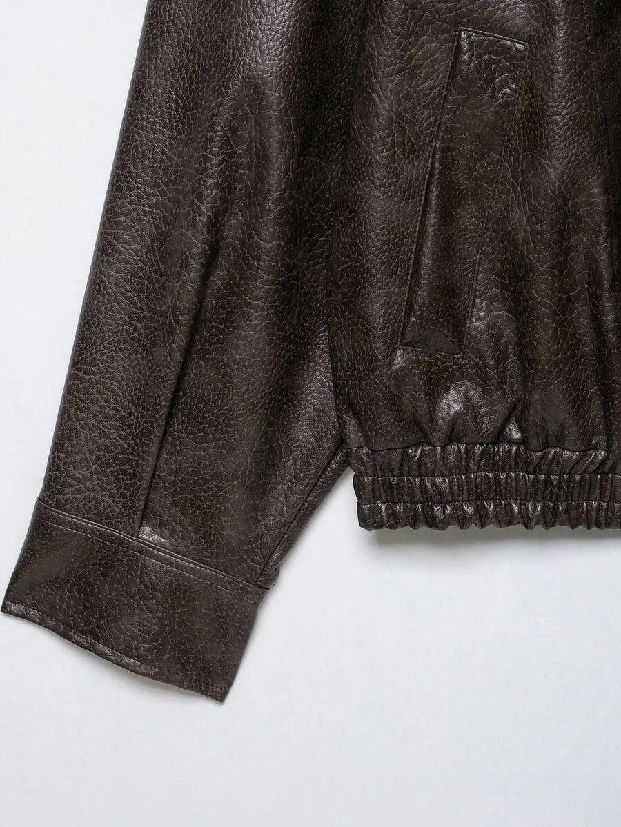 Leather Jacket for Women with Asymmetrical Closure