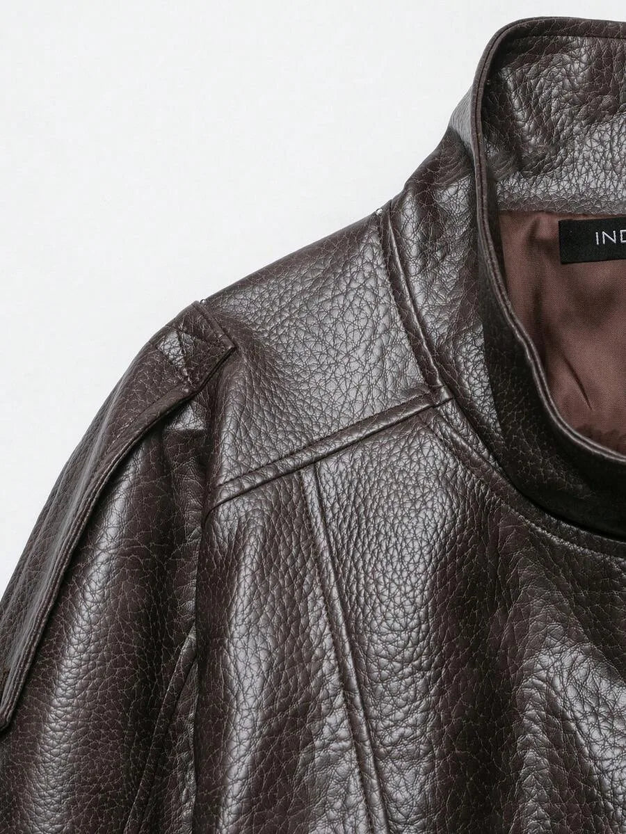 Leather Jacket for Women with Asymmetrical Closure