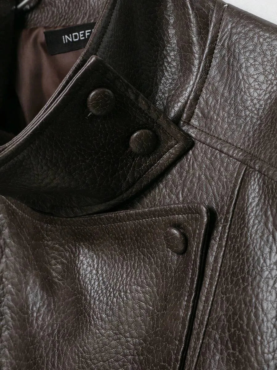 Leather Jacket for Women with Asymmetrical Closure