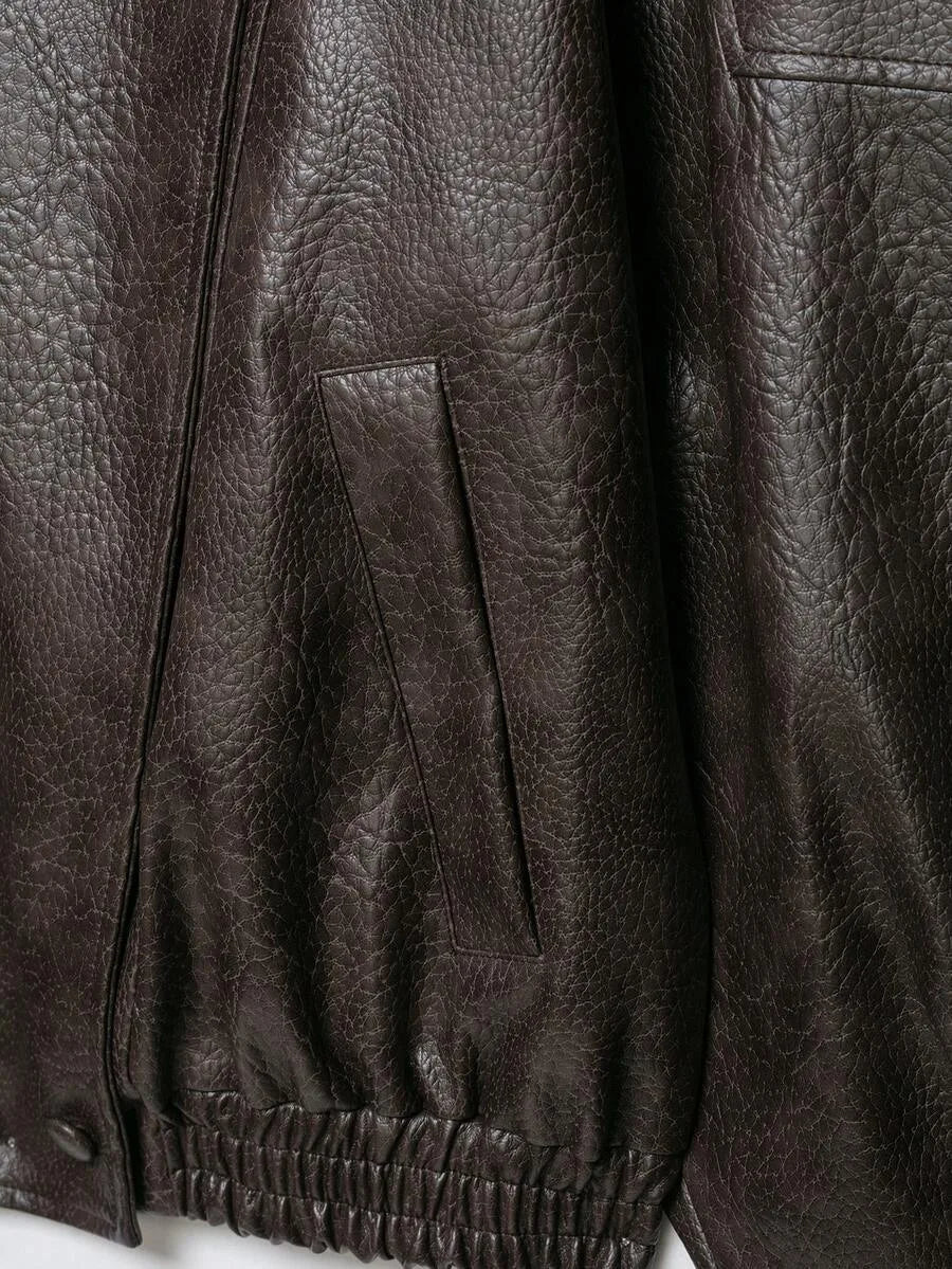 Leather Jacket for Women with Asymmetrical Closure