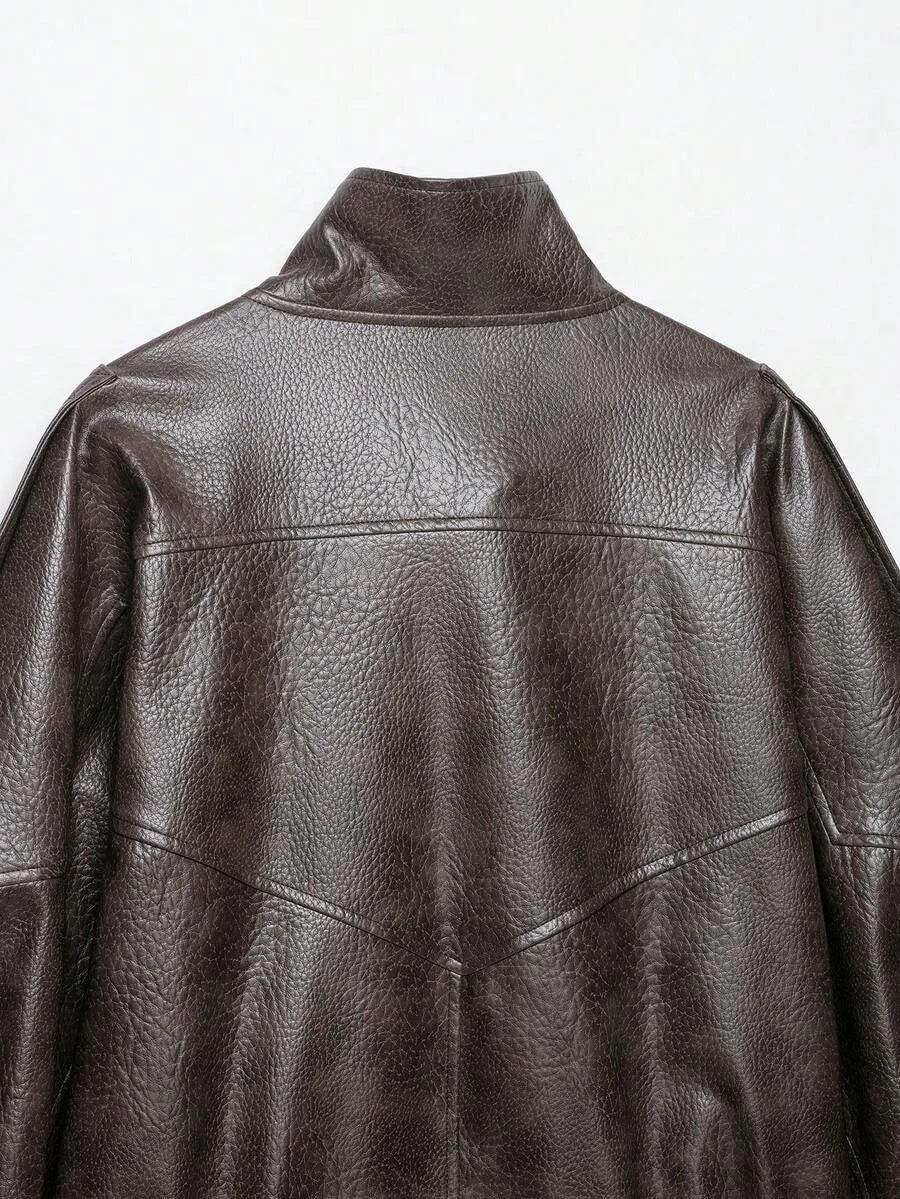 Leather Jacket for Women with Asymmetrical Closure