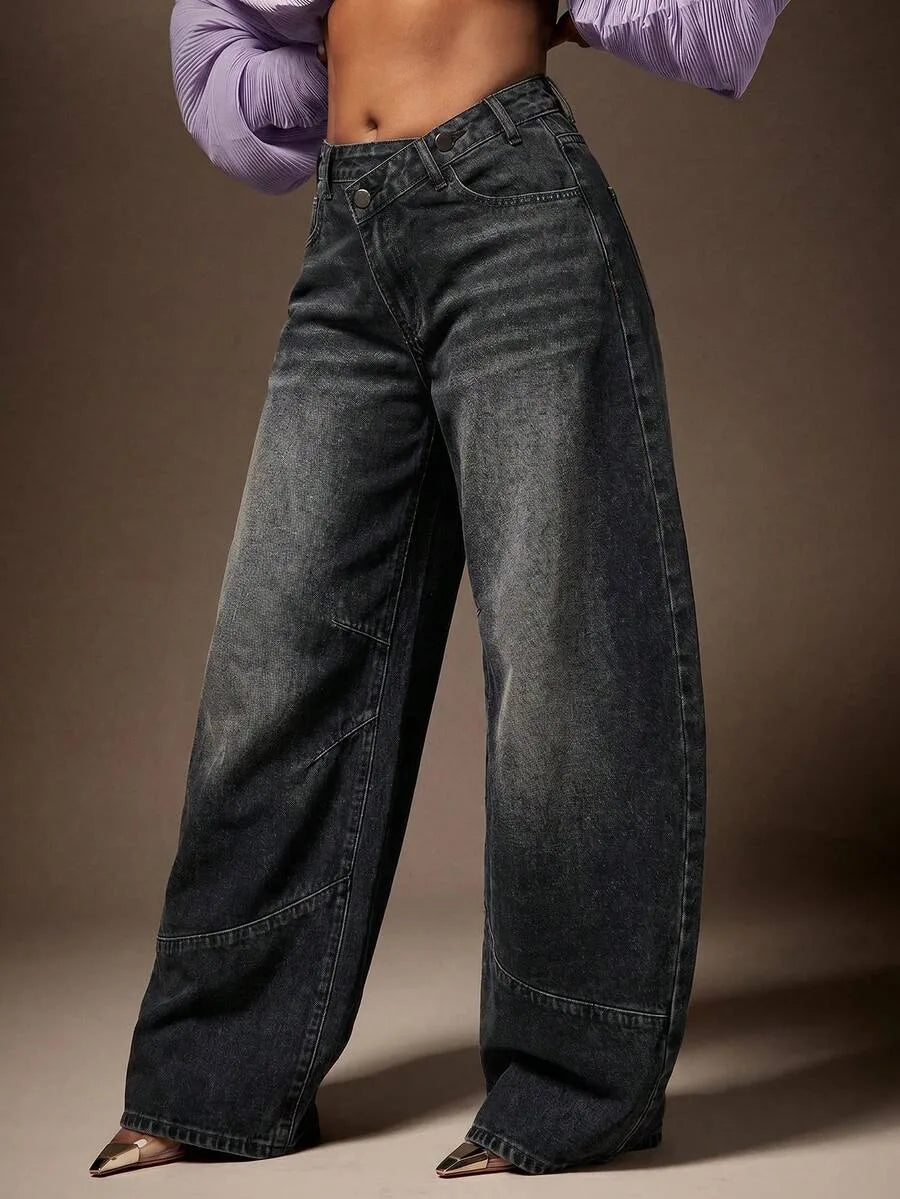 Baggy Jeans for Women with Asymmetrical Waist