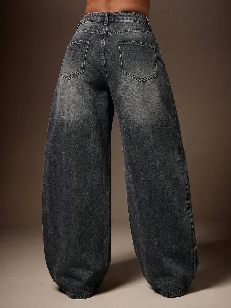 Baggy Jeans for Women with Asymmetrical Waist