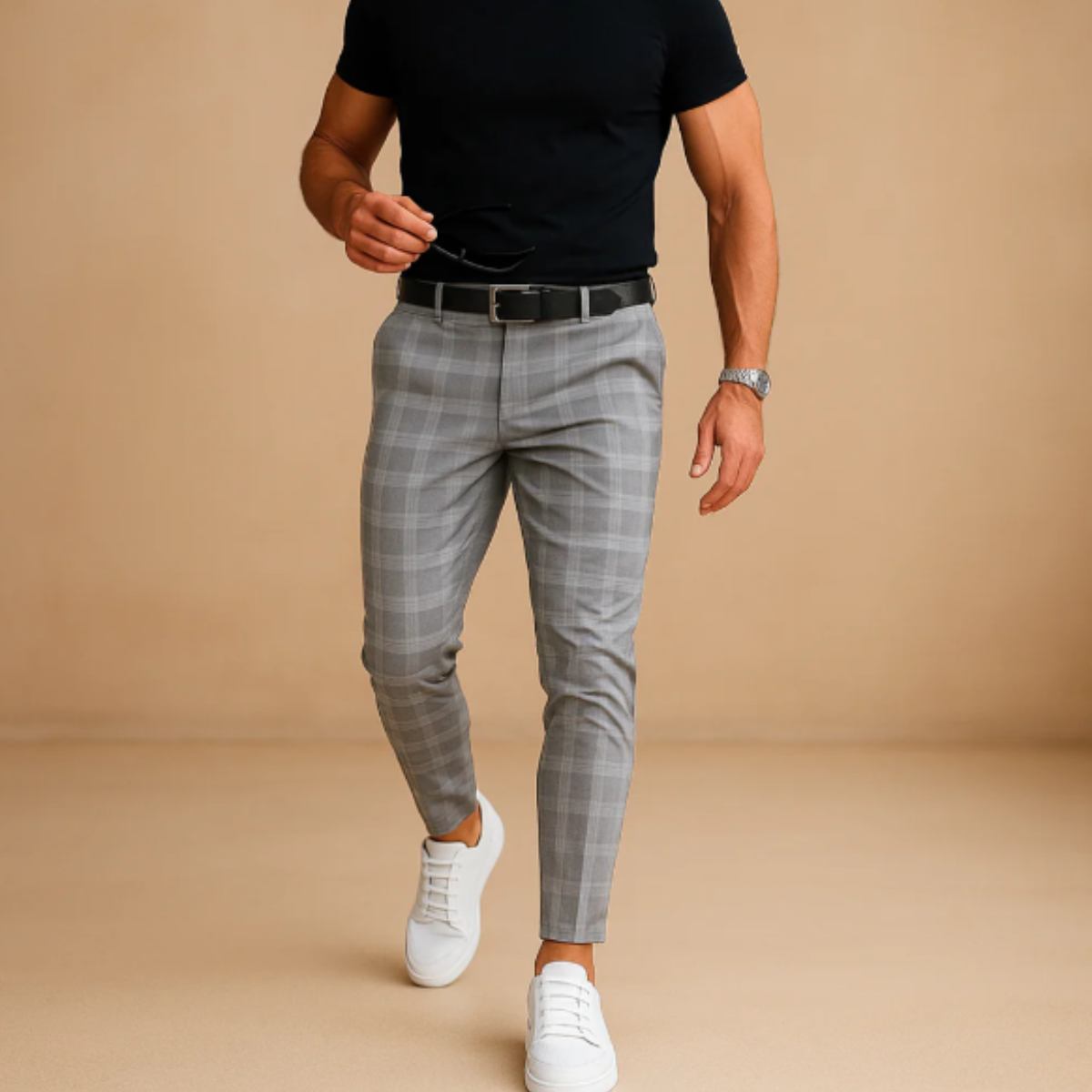 The Sheffield Men’s Smart Casual Checked Slim Fit Trousers