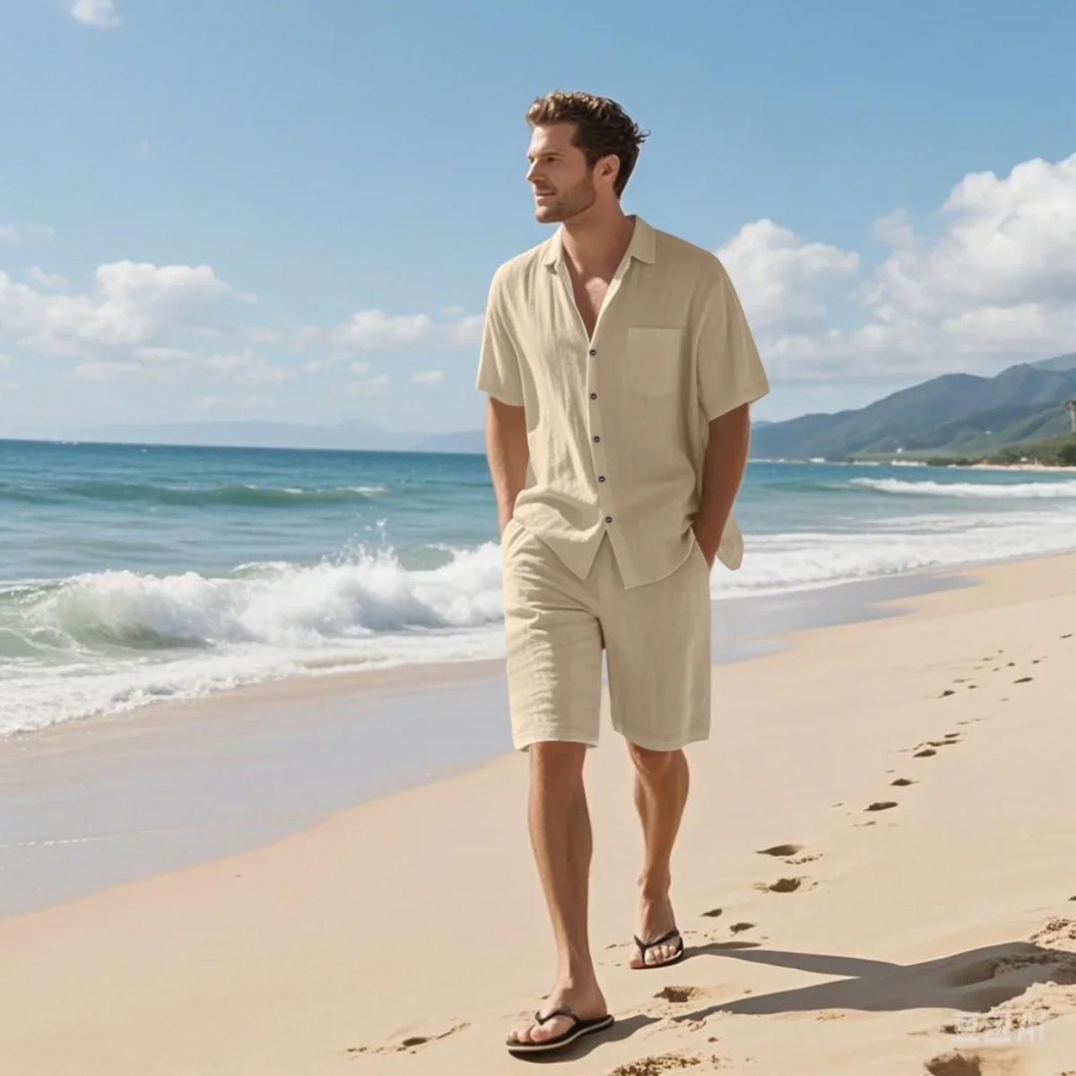 The Glenmoor Men’s Casual Summer Short Sleeve Shirt & Shorts Set