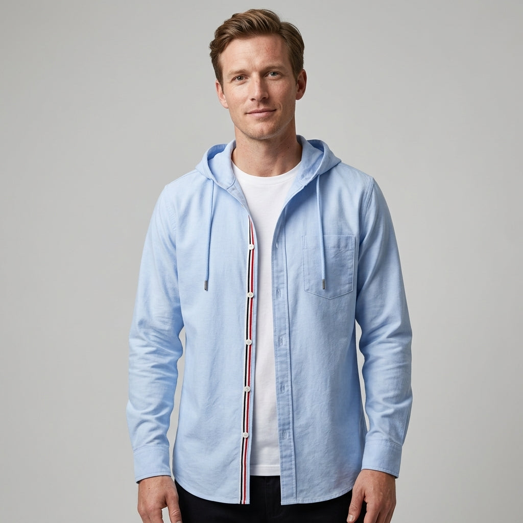 Hooded Shirt with Chest Pocket for Men