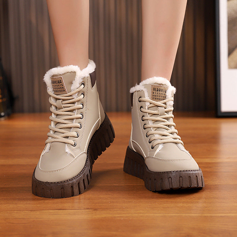 Anna | Women's Lace-Up Ankle Boots with Fleece Lining – Flat Winter Footwear in Two Colors