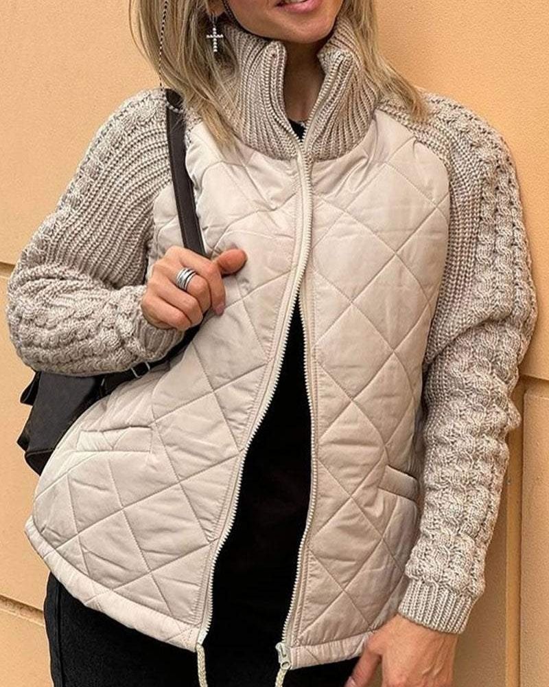 Ladies' Quilted Intermediate Jacket with Knitted Sleeves