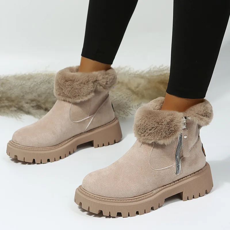 Ladies' Suede Boots with Fur Trim