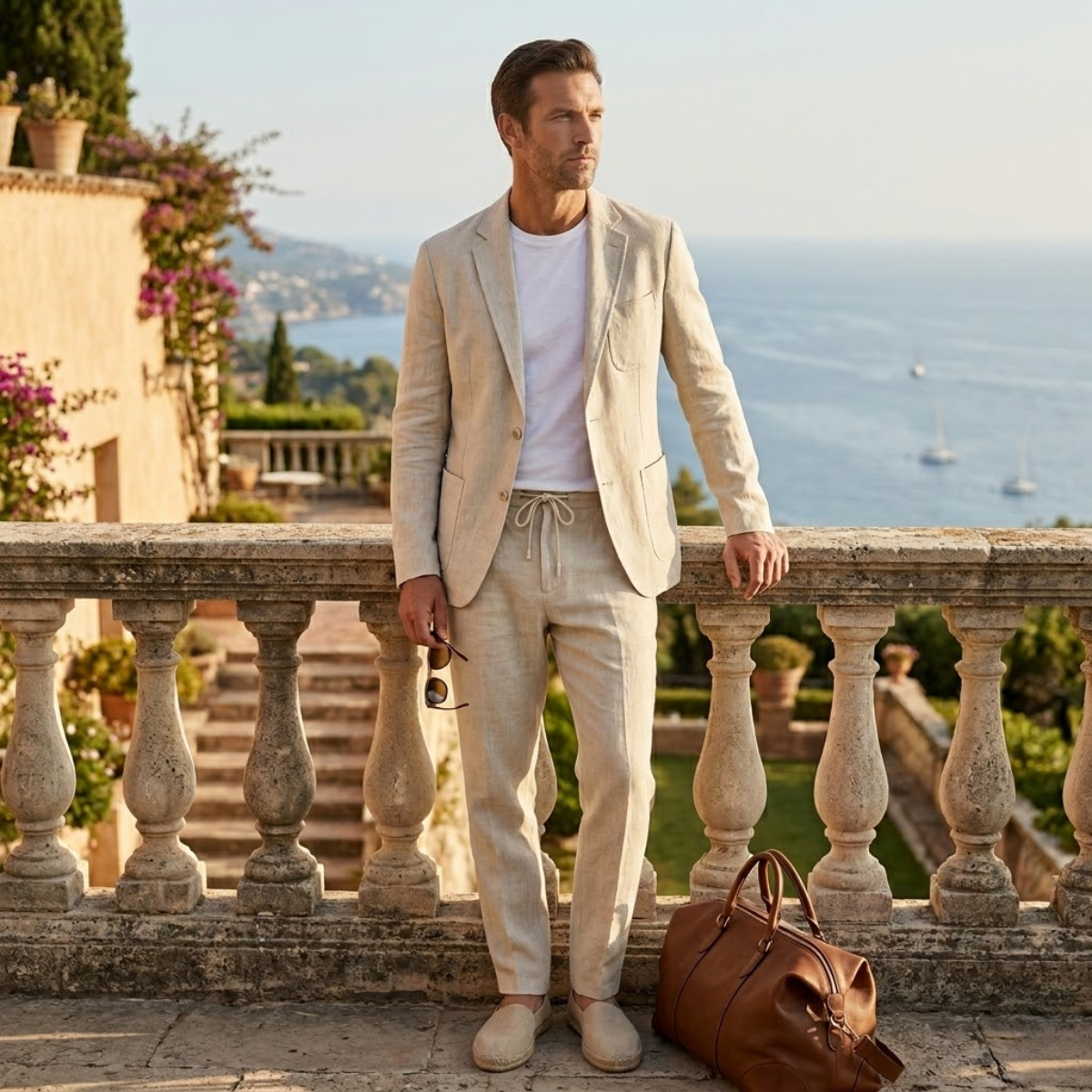 The Vipiteno Men’s Cotton Linen Two Piece Suit Set – Casual Blazer and Pants
