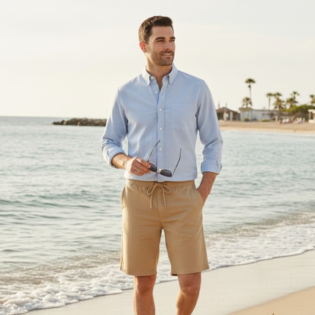 Linen Summer Drawstring Shorts for Men