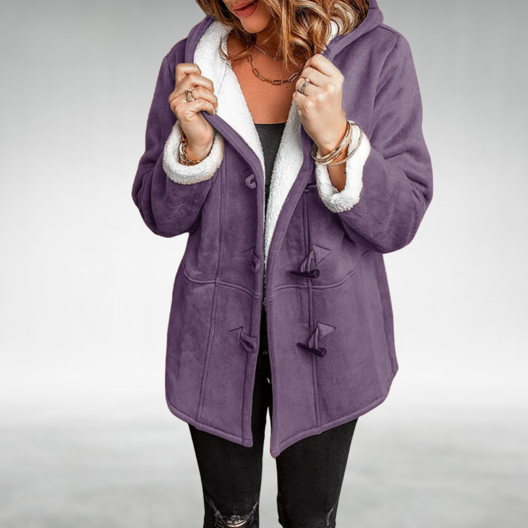 Women's Hooded Coat Lined with Fleece and Sherpa Interior