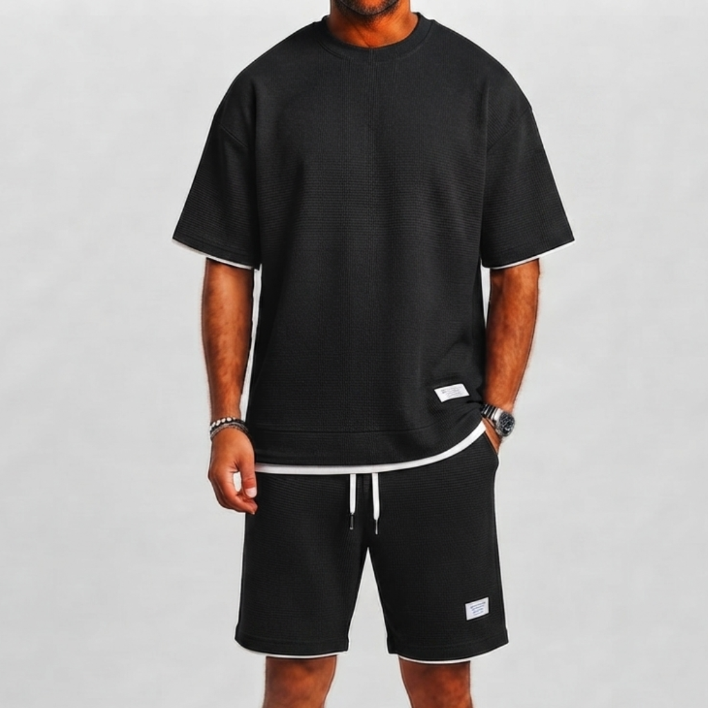 Men's Waffle Set with T-Shirt and Shorts