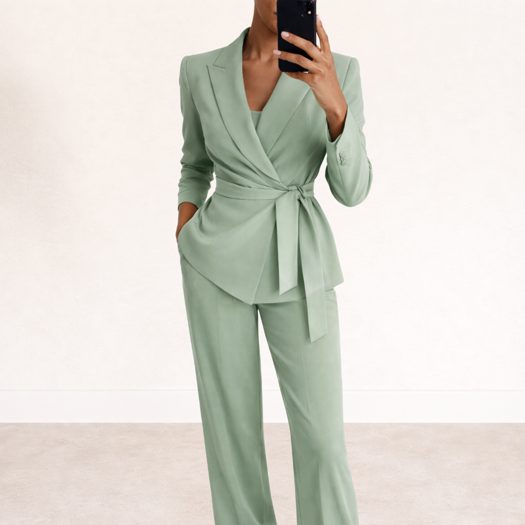 Two-Piece Blazer Set with Trousers for Women