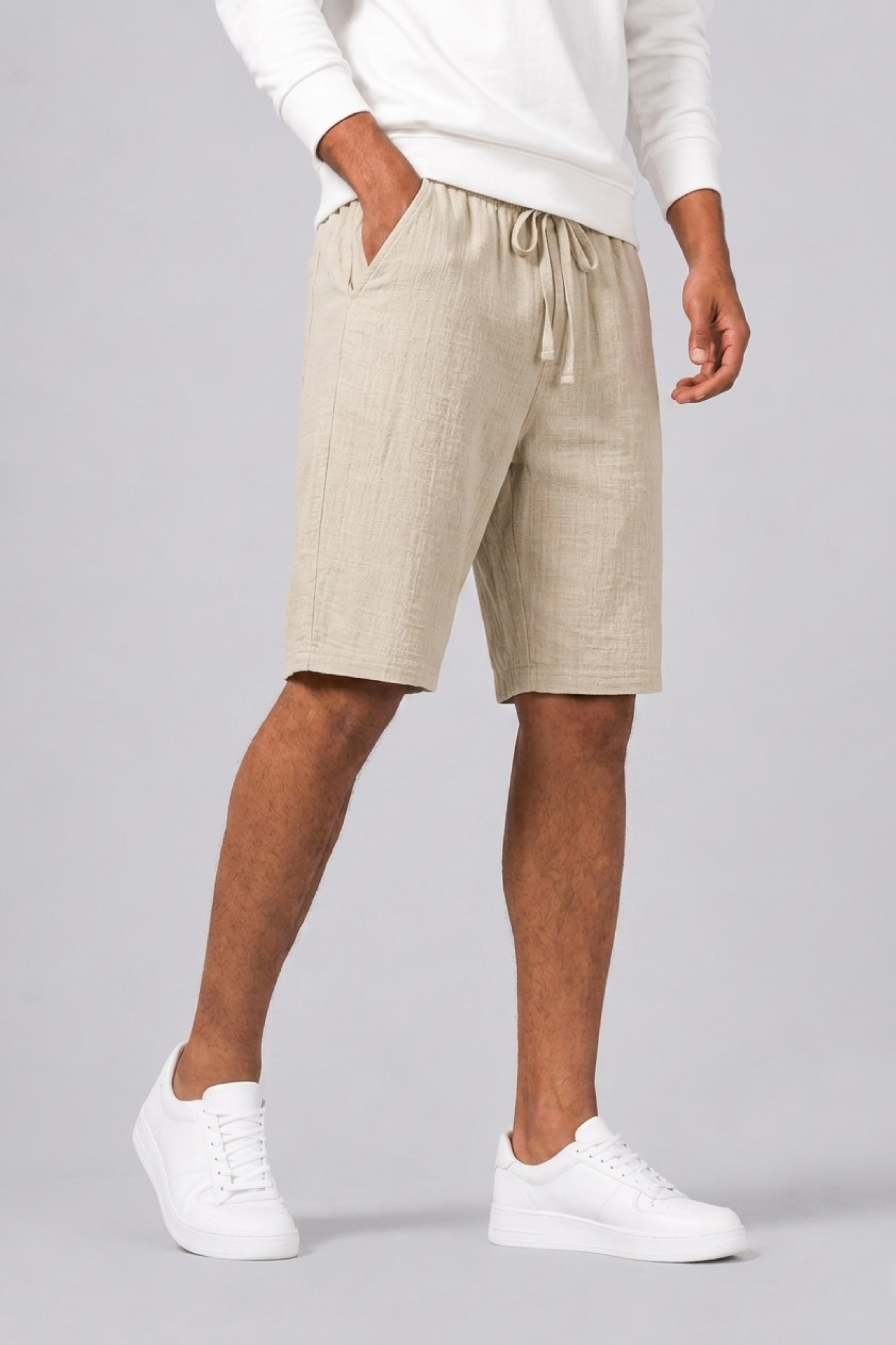 Men's Beach Shorts with Drawstring and Elastic Waist