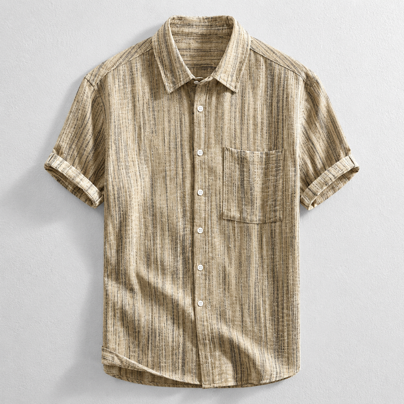 Shirt with Roll-Up Sleeves and Chest Pocket for Men