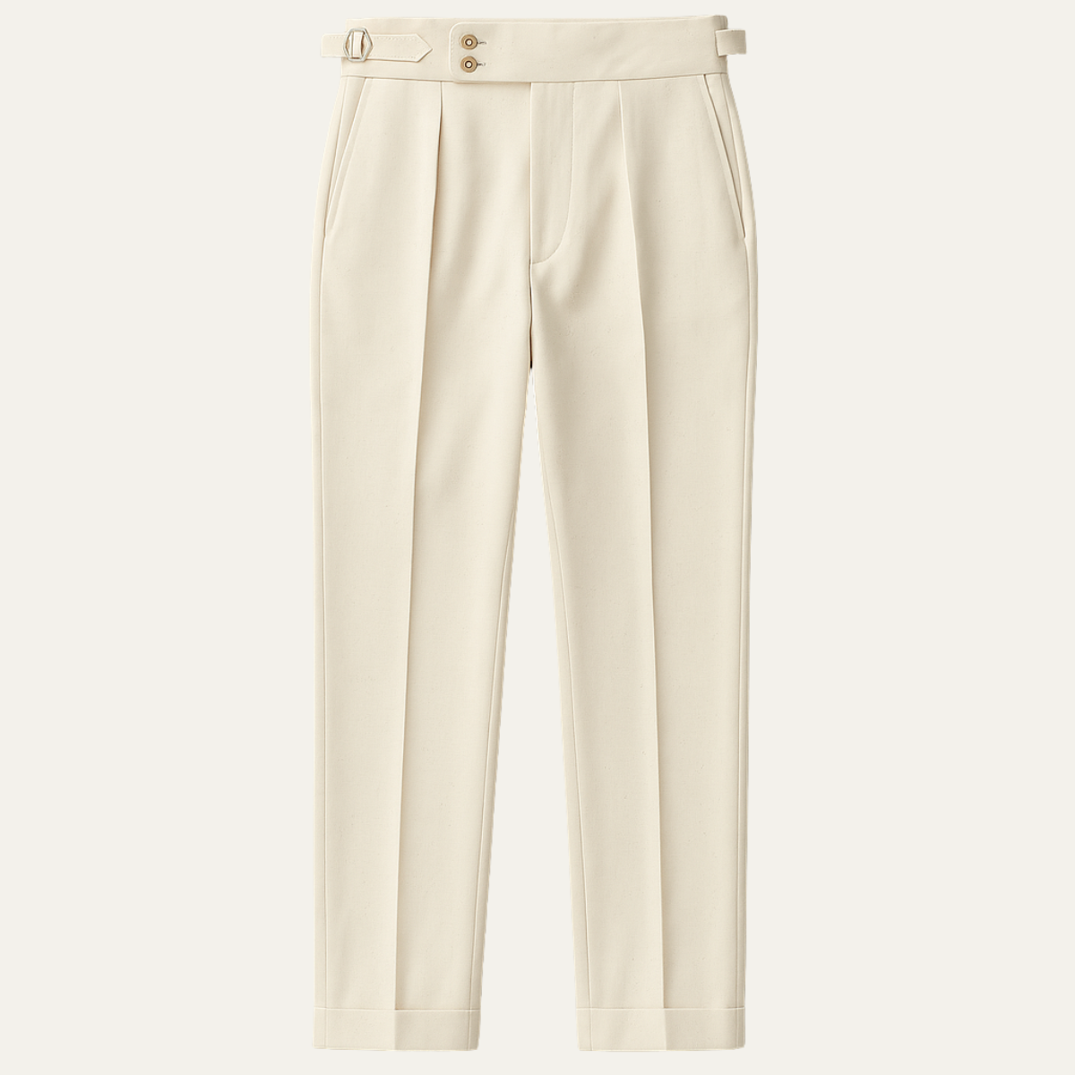 The Claremont Men’s High Waisted Linen Dress Trousers with Adjustable Side Buckle Waist