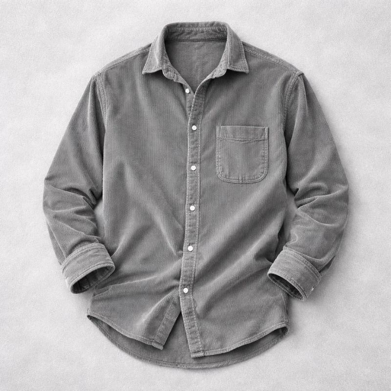 Ribbed Shirt with Chest Pocket for Men