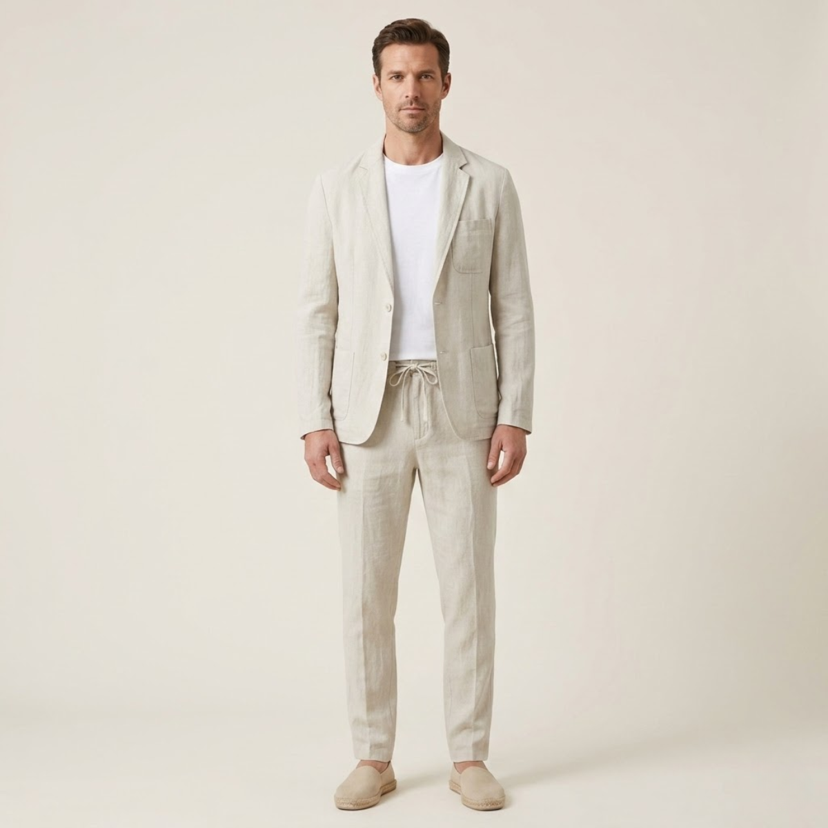 The Vipiteno Men’s Cotton Linen Two Piece Suit Set – Casual Blazer and Pants