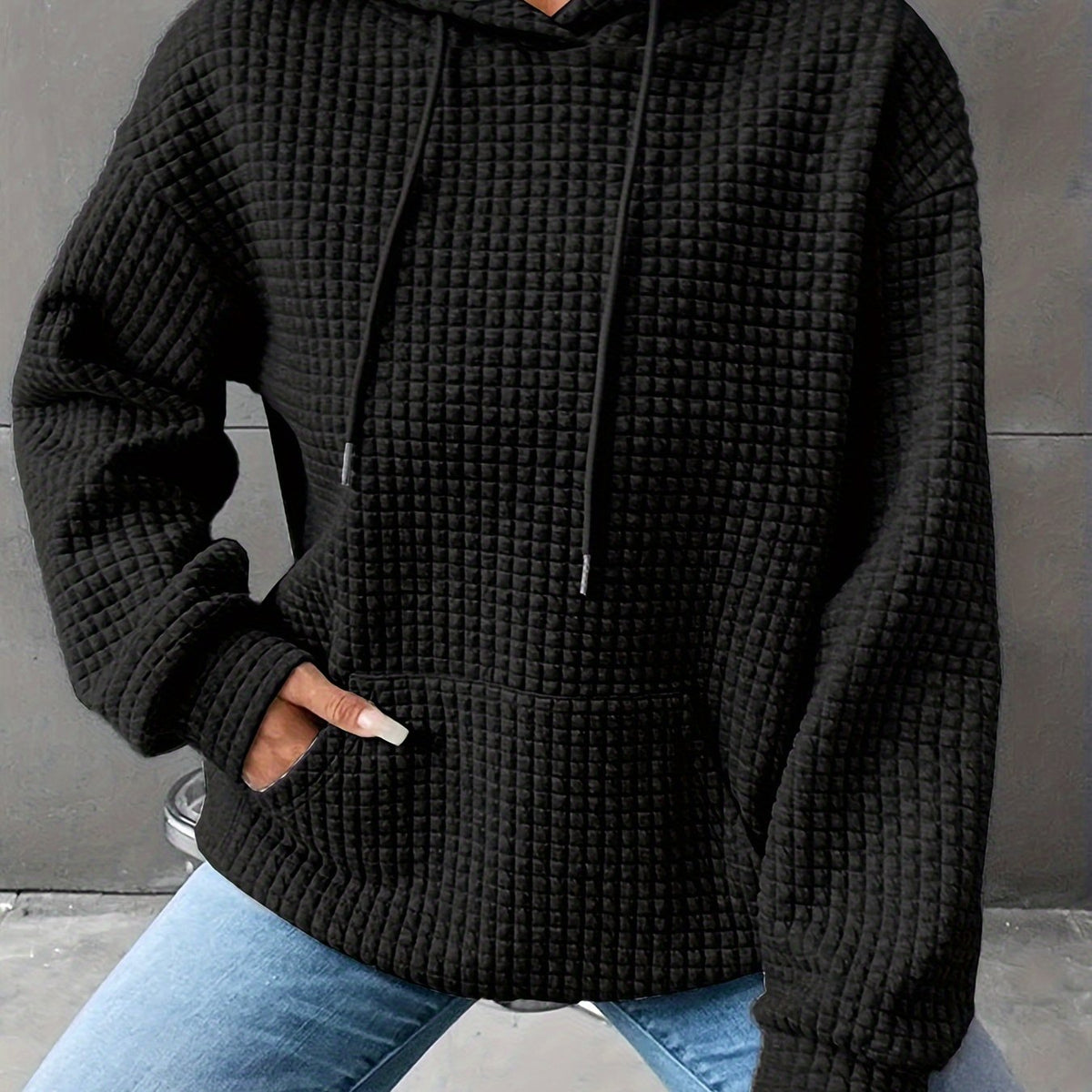 Women's Hooded Sweatshirt | Cozy Waffle Texture