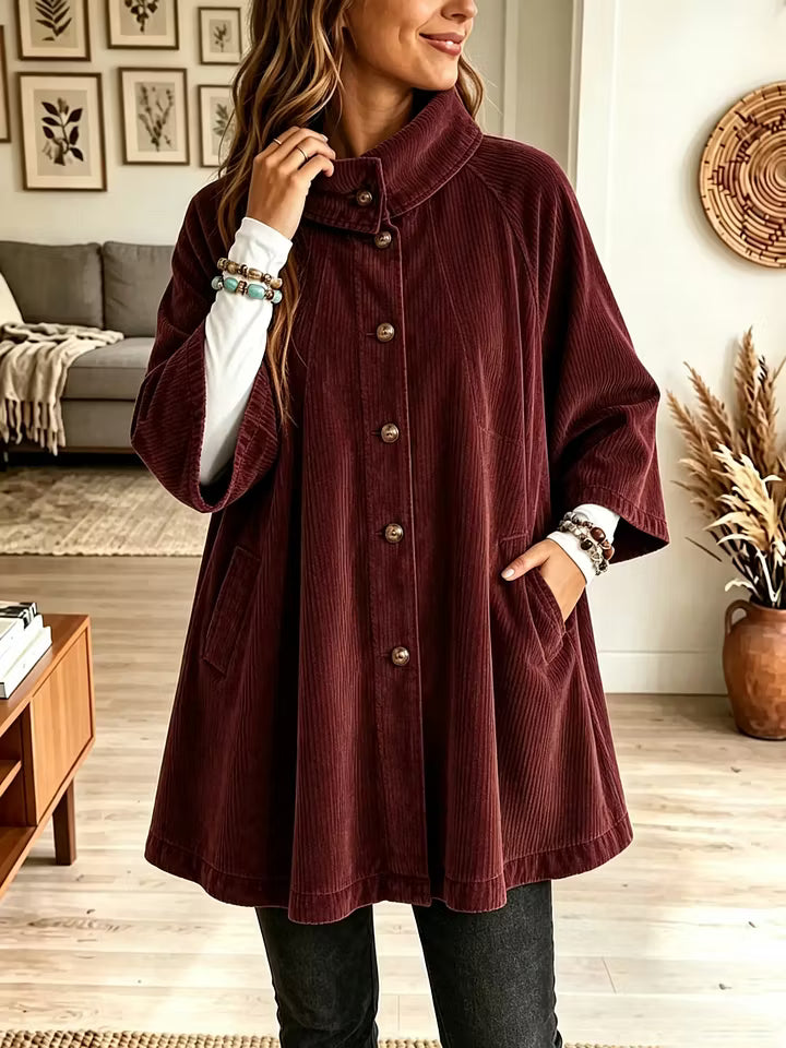 Women's Oversized Corduroy Cape Coat