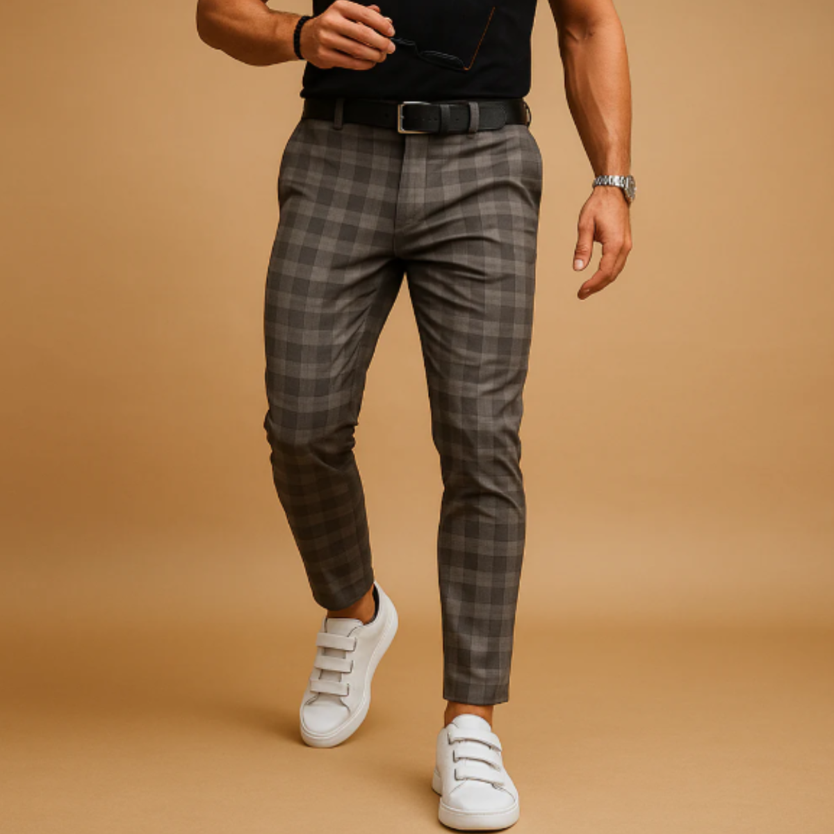 The Sheffield Men’s Smart Casual Checked Slim Fit Trousers