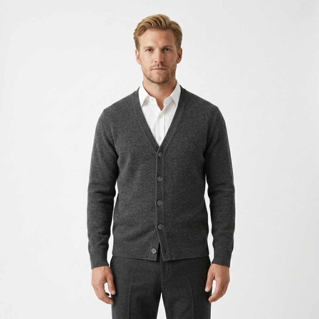 HOLLANDEN | MERINO WOOL V-NECK CARDIGAN FOR MEN