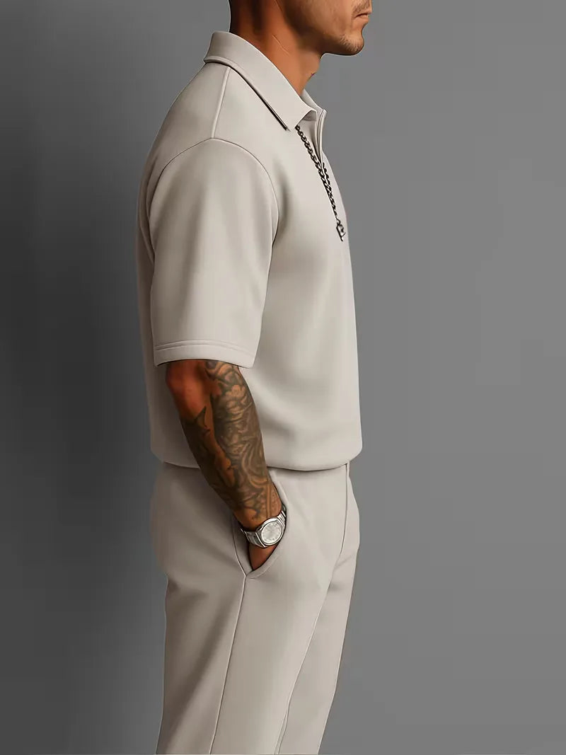 Men's Set with V-Neck and Straight Trousers