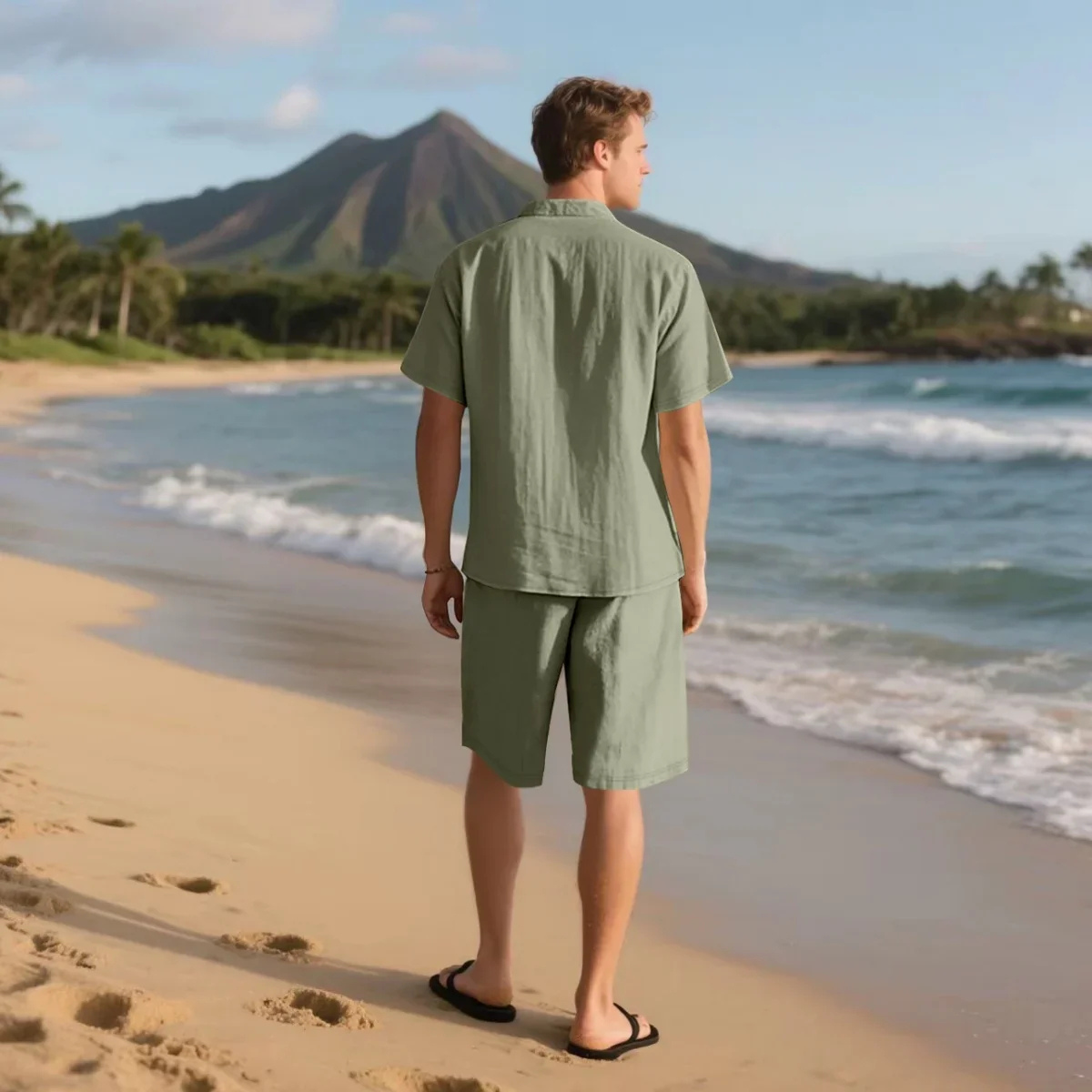 The Glenmoor Men’s Casual Summer Short Sleeve Shirt & Shorts Set