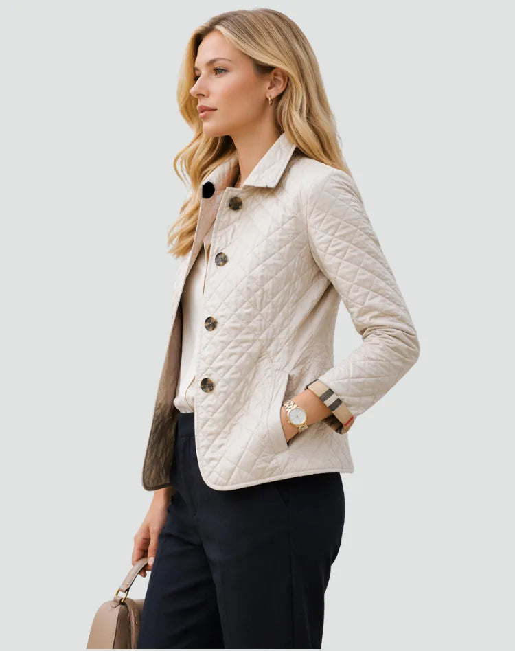 Quilted Women's Jacket with Check Pattern